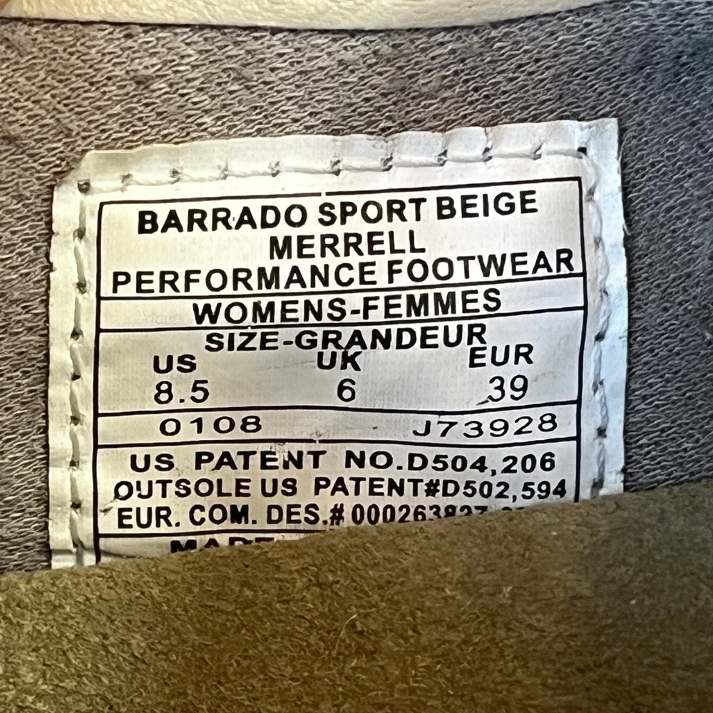 Merrell Barrado Sport Beige Tan Canvas Leather Zip Sneakers Womens 8.5 J73928